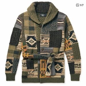 RRL Men's Patchwork Wool-Blend Ranch Cardigan XS NEW WITH TAGS